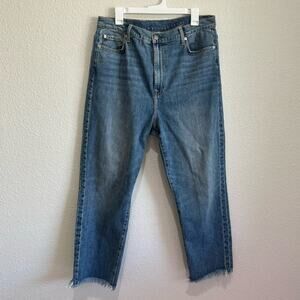 7 For all Mankind Women's 34 High Waist Cropped Straight Jeans Boho Casual